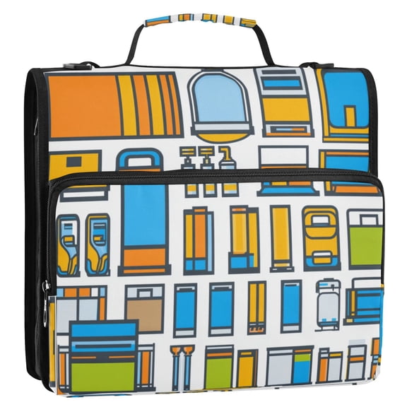 Everyday Objects Neatly Arranged Stripes Lines Zipper Binder Bag 3 Ring Binder Bag,Large Capacity Durable Binder Organizer Bag