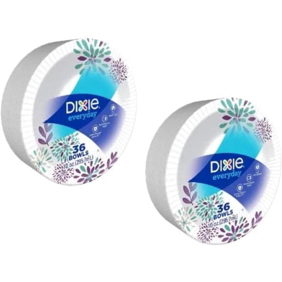 Everyday Paper Bowls, 10 Ounces, 36 Count, Lunch Size Disposable Plates (2 PACK)