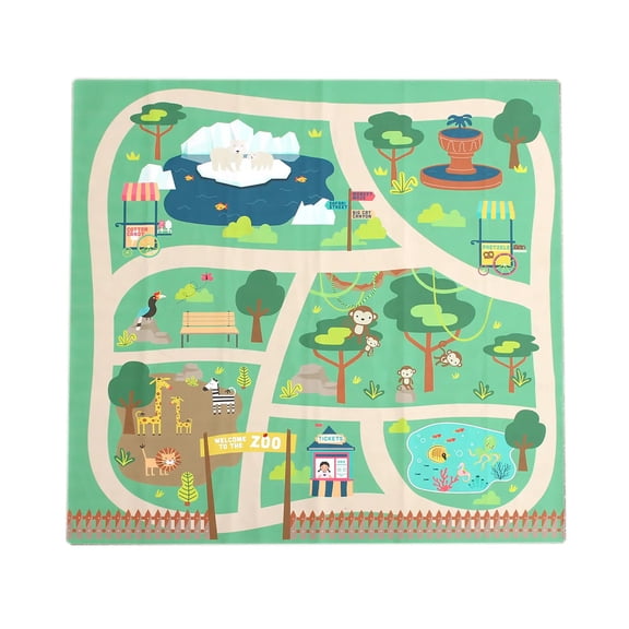 Everyday Play Zoo Safari Kids Play Mat, 52" x 52", Indoor & Outdoor Floor Mat for Imaginative Pretend Play