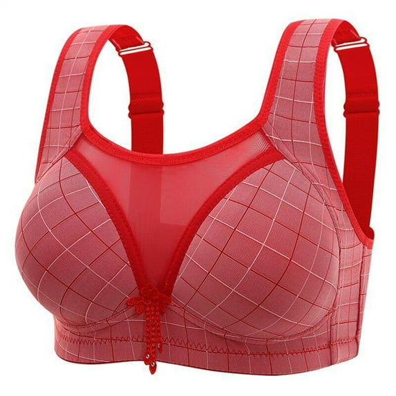 Everyday Plus Size Bras for Women Color Block Breathable No Steel Bra Adjustable Strap Brassiere Push Up Bra Underwear (4XL, Red)