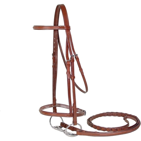 Everyday Raised Fancy Stitched Leather English Schooling Bridle with Laced Reins St. Steel Hardware with 1 Year Warranty.
