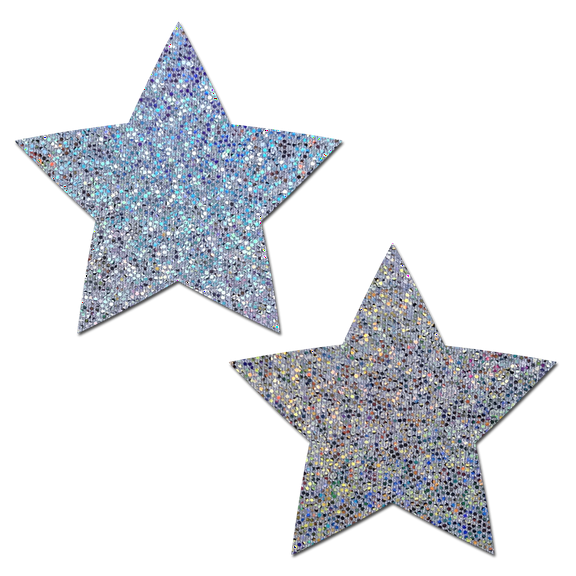 Everyday Reusable: Glittering Silver Star Reusable Nipple Pasties by Pastease Everyday