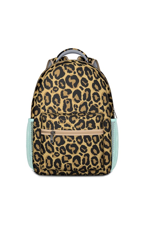 Everyday School Bag with Unique Leopard and Tropical Animal Print, Lightweight Student Backpack Featuring Fashionable Glitter Spots and Abstract Patterns