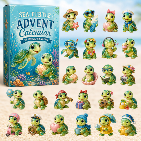 Everyday Sea Turtle Advent Calendar 2026 - 24-Day Festive Countdown, Acrylic Charms Blind Box - Gift For Sea Turtle Lovers