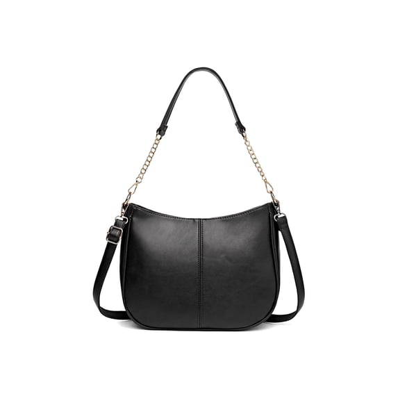 INSPIRE CHIC Everyday Shoulder Bags for Women with Gold Chain Strap and Removable Crossbody Strap Black
