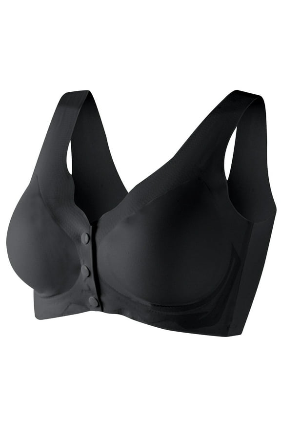 Everyday Snap Bras - Women's Front Close Builtup Sports Push Up Padded Wire Free Bra for Middle-Aged Elder Woman