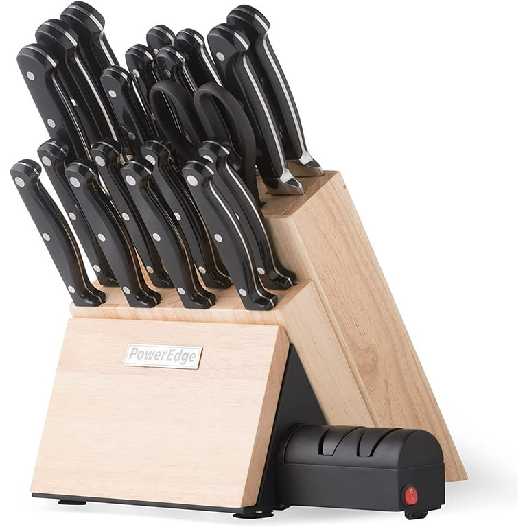 Everyday Solutions PowerEdge 20 Piece Knife Block Set with Built-in Electric Knife Sharpener Fast, Convenient Sharpening Keeps Your Knives Sharp