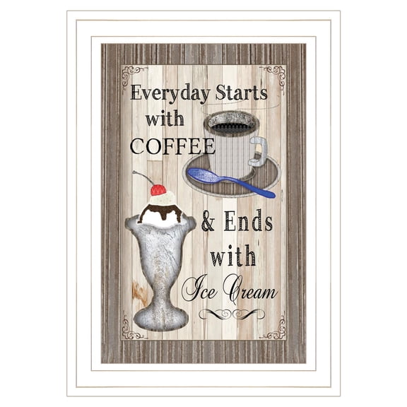 TrendyDecor4U Everyday Starts With Coffee Framed Print ME67AL-226G
