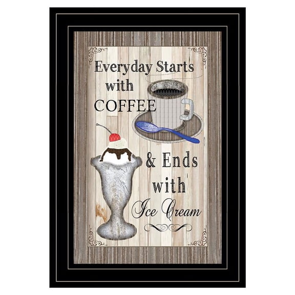TrendyDecor4U Everyday Starts With Coffee Framed Print ME67AL-704G