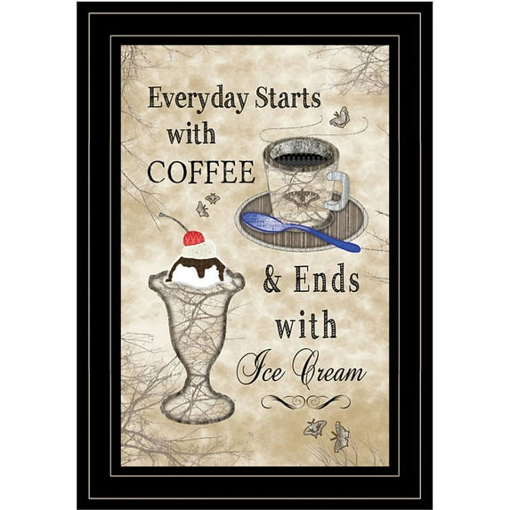 Everyday Starts with Coffee by  Trendy Decor 4U Print Wall Art Wood Multi-Color