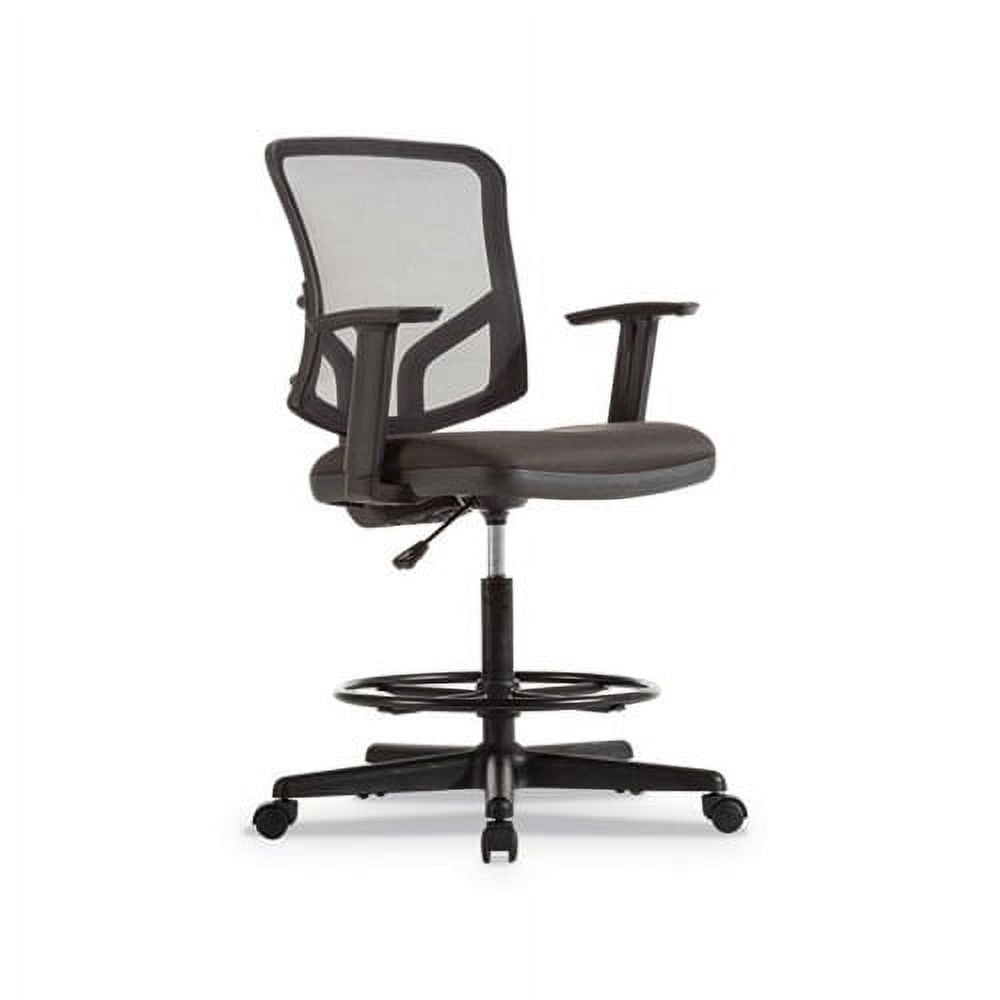 Black Mesh Adjustable Task Stool with Footrest