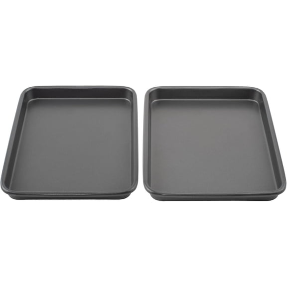 Everyday Toaster Oven Mini Baking Sheets Set of 2 Set of 2 Heavy-Gauge Steel Baking Pans with Scratch-Resistant Nonstick, 9 x 6.2-Inch, Gray