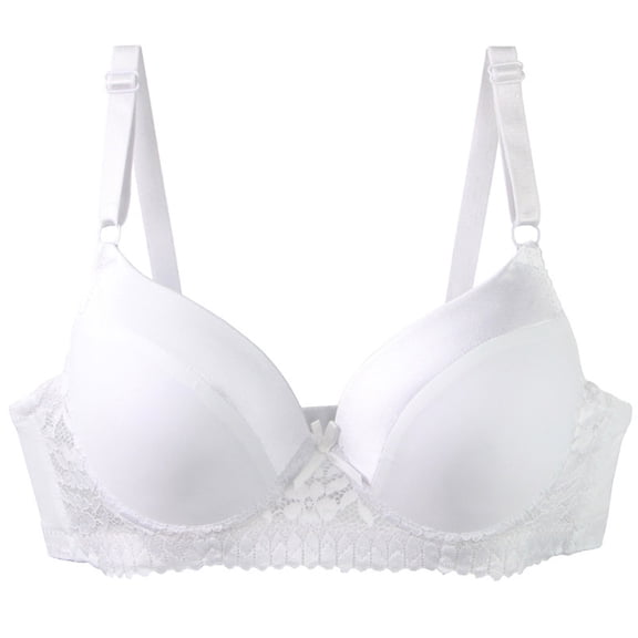 Everyday Wireless Bras for Women - Woman's Printing Gathered Together Large Size Daily Bra Underwear No Rims White 95B