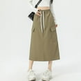 thumbnail image 1 of Everyday Women Casual Maxi Skirt High Waist With Pockets And Slit Detail - Army Green L, 1 of 7