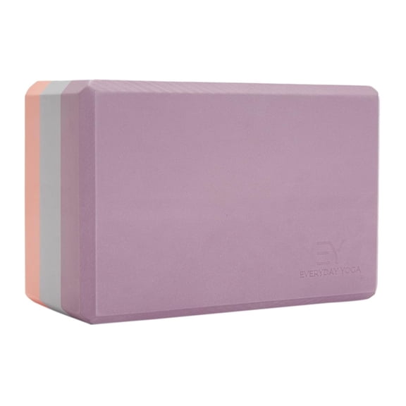 Everyday Yoga 4-Inch Tri-Color High-Density Lightweight Block with Smooth Edges