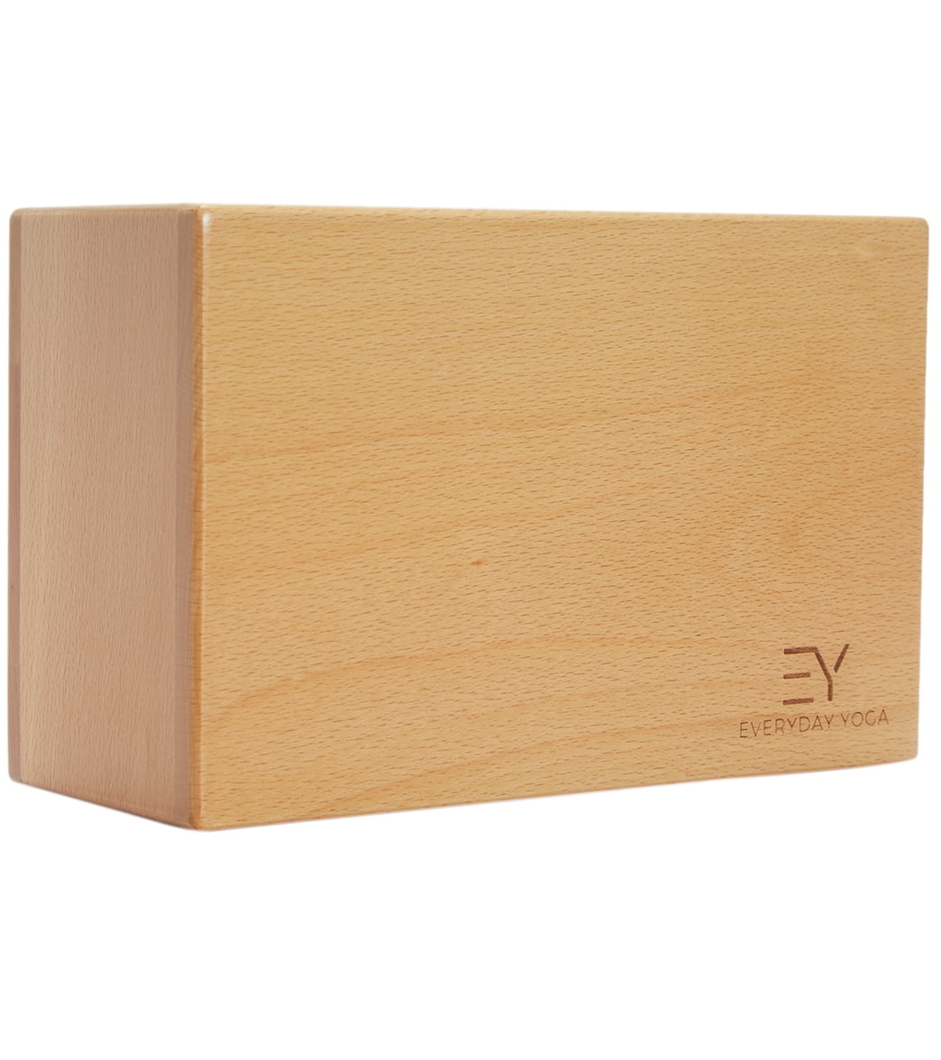Everyday Yoga 4" Wood Block, Hard Density, Beveled Edges for Support & Stability