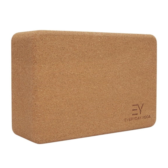 Everyday Yoga Cork Yoga Block, Lightweight, Smooth Finish, Beveled Edges for Stability