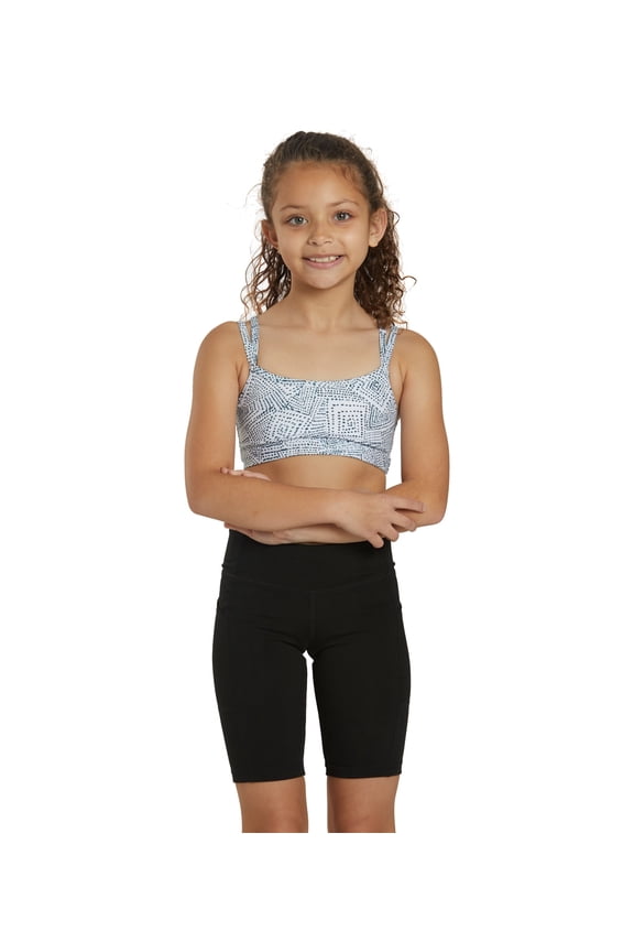 Girl Strappy Back Sports Bra, Tribal Print, Ultra-Soft, Moisture-Wicking, Eco-Friendly
