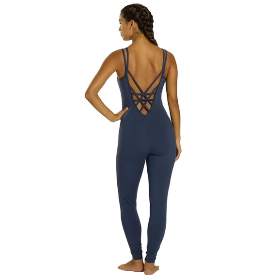 Everyday Yoga Radiant Solid Strappy Back Long Leotard 28"