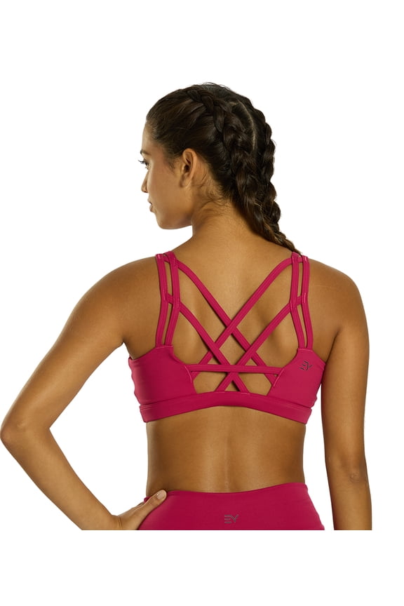 Strappy Back Sports Bra, Super Soft Recycled Polyester, Double Straps, XS–XL