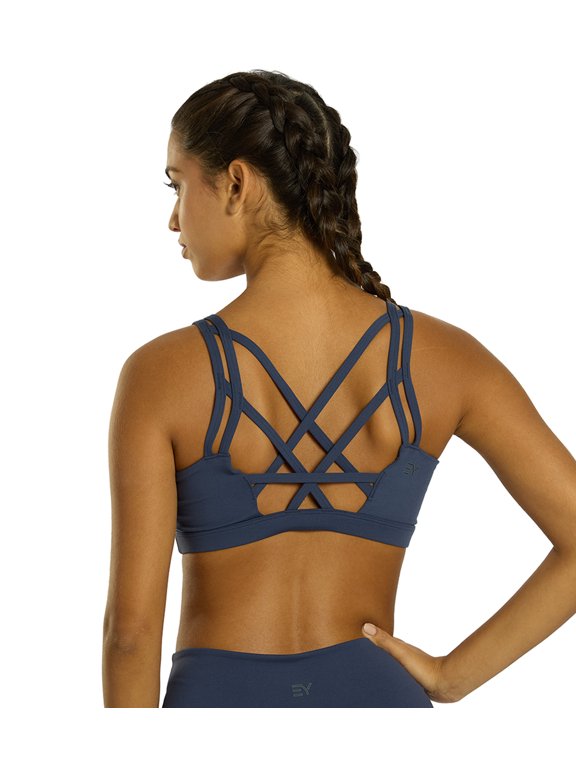 Strappy Back Sports Bra, Super Soft Recycled Polyester, Double Straps, XS–XL