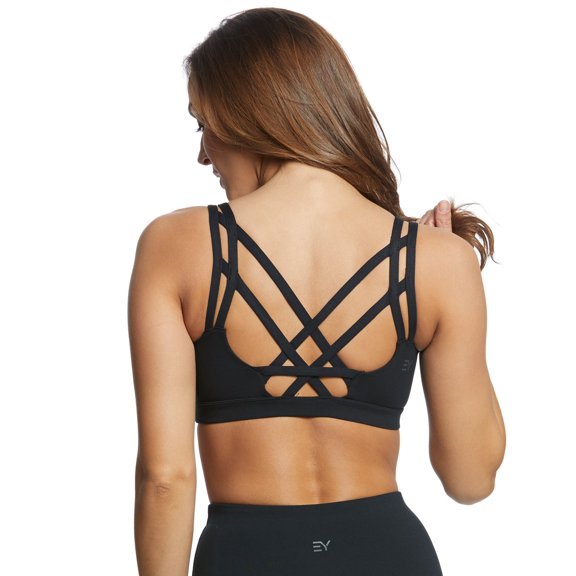 Everyday Yoga Strappy Back Sports Bra, Super Soft Recycled Polyester, Double Straps, XS–XL