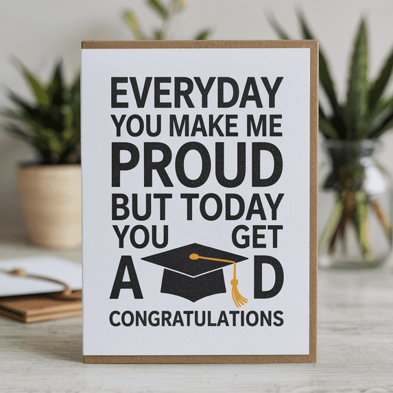 Everyday You Make Me Proud Graduation Card - Blank Inside with Envelope ...
