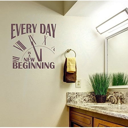 Everyday is a New Beginning Vinyl Lettering Motivational Wall Words, Eggplant, 23x23