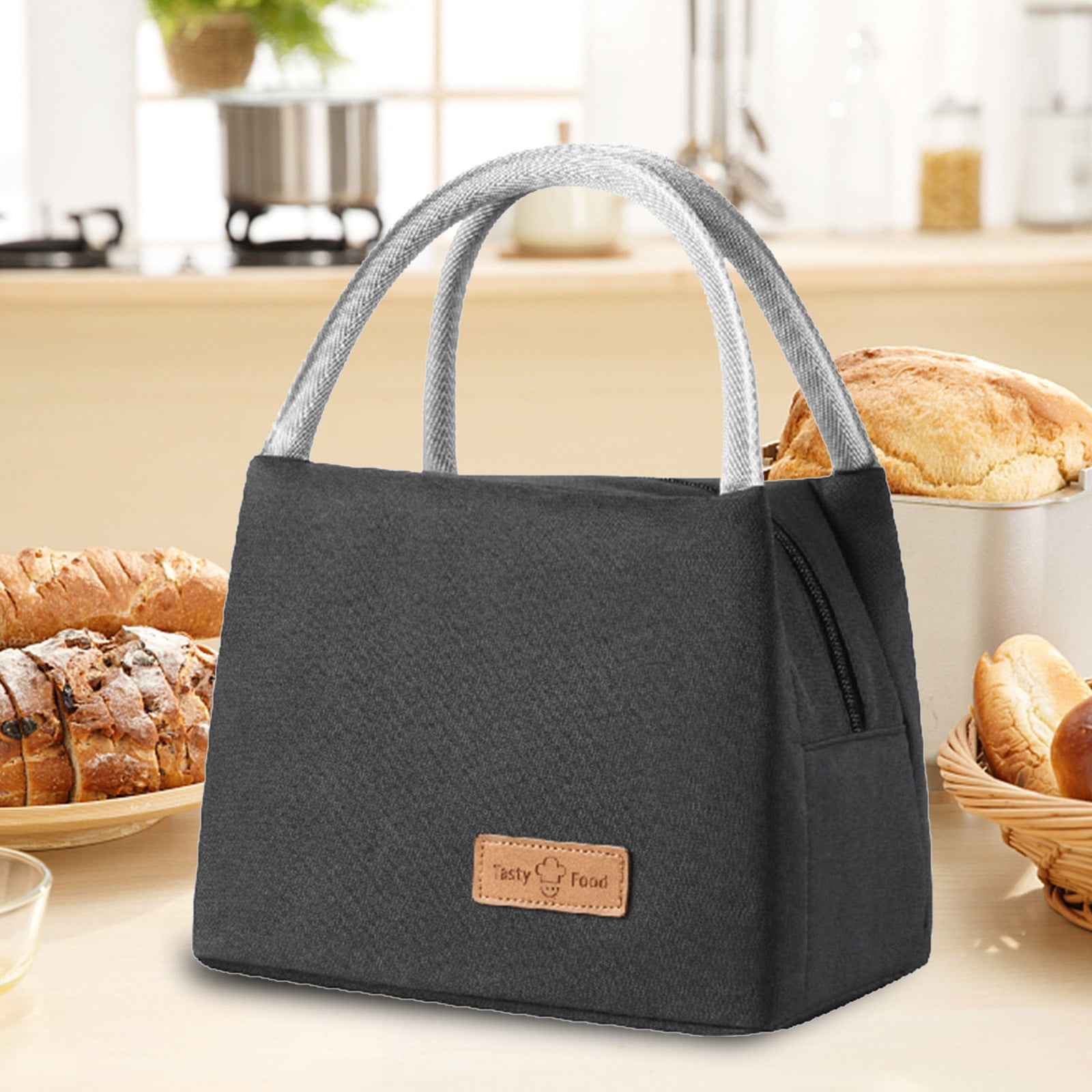 HZNOO Insulated Lunch Bag With Mesh Pockets - Leakproof Lunch Box For Work, Gym, Travel, 10.2x8.6x4.3 Inches