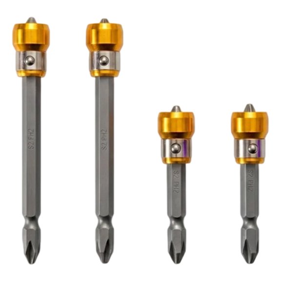 EverydayNest 4 Pcs PH2 Screw-Holding Bit Set,S2 Alloy Steel 65mm & 100mm,1/4in Hex Shank for Woodworking,Household Repairs,Automotive Repair,Furniture Assembly