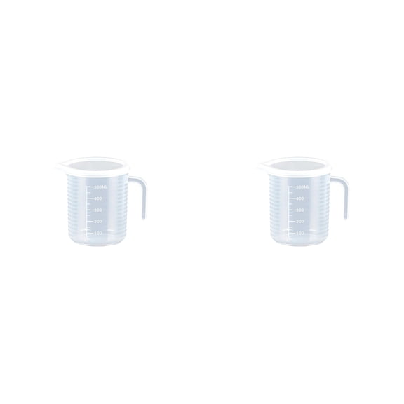 EverydayNest 500ml Measuring Cup,Food-Grade Graduated Pitcher with Lid and Handle,Clear Measuring Jug for Kitchen Baking Lab Oil Water,Reusable,2Pcs