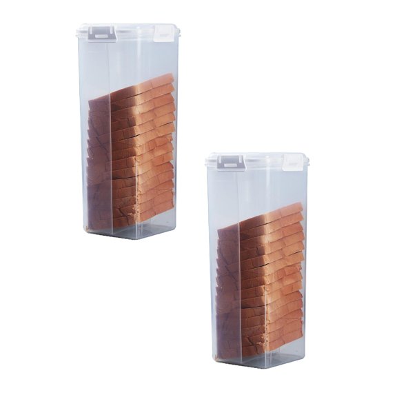 EverydayNest Bread Box,Tall Plastic Bread Container for Kitchen Counter,35x14x14cm,Bread Storage Keeper with Lid,Loaf Bread Holder,Black,Reusable Bread Dispenser for Sandwich,2Pcs