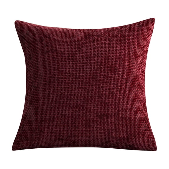 EverydayNest Chenille Pillow Cover,Thick Soft Decorative Throw Pillowcase with Hidden Zipper for Couch Sofa Bedroom,Neutral Solid Color Square Cushion Cover,17.7x17.7in