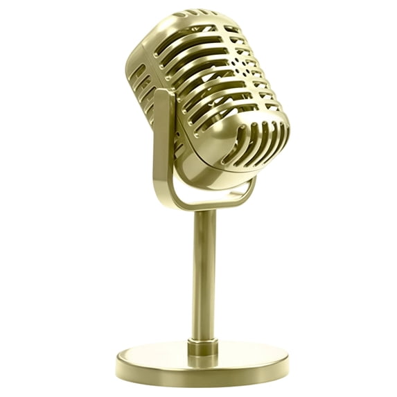EverydayNest Microphone Desktop Ornament,Retro Decorative Prop for Home Shelf Living Room Studio,6.7in Vintage Mic Model with Stand Display