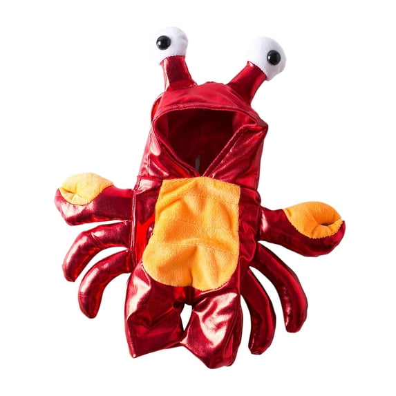 EverydayNest Funny Crab Pet ,Metallic Hooded Stand-Up Cosplay Outfit for Large Dogs and Cats,Halloween Party Fancy Dress Clothes,Red XL