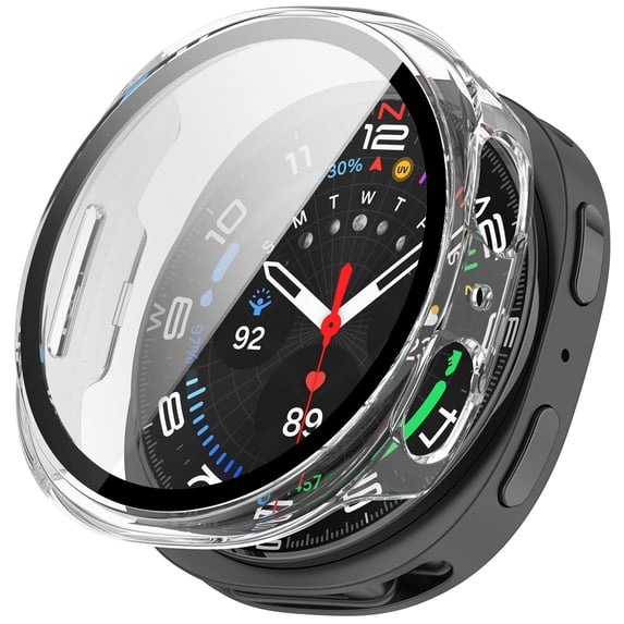 EverydayNest Galaxy Watch 8 44mm Screen Protector Case,Full Coverage Hard PC Bumper with Built-in Tempered Glass Film,Scratch-Resistant Protective Cover Smart Watch Accessories