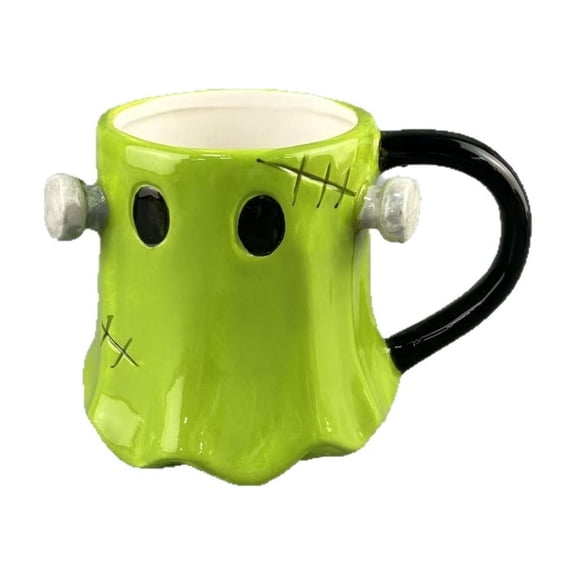 EverydayNest Halloween Green Ceramic Mug,Spooky Design Coffee Cup for Halloween Party Decor,Home Kitchen Use and Autumn Holiday Gift,5.7in