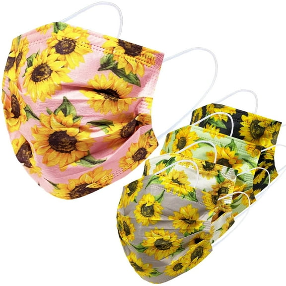 Everydayspecial Disposable Mask 3 Layer Face Mask for Adults 50 pcs (Flower Assorted Print)