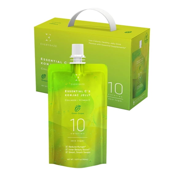 Everydaze Essential C’s Konjac Jelly, Green Grape, Box of 10 Packs