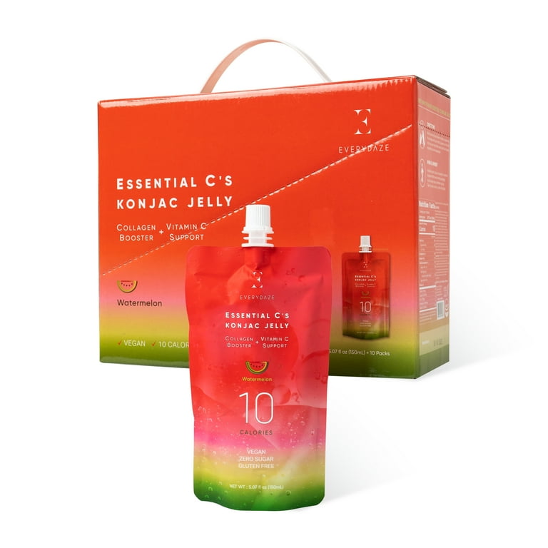 EVERYDAZE Essential C's Konjac Jelly Watermelon Pack of 10, Vegan