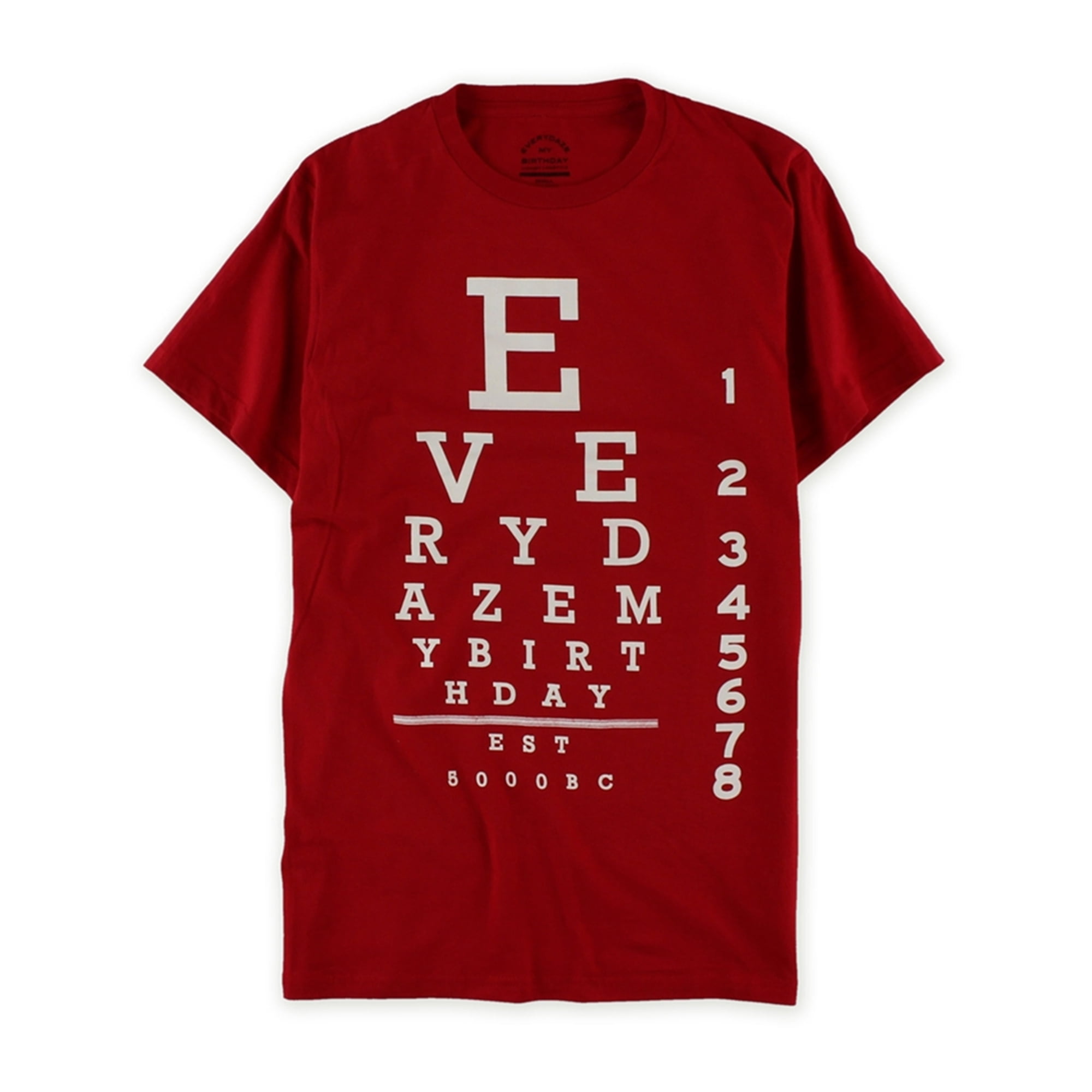 Everydaze My Birthday Mens Eye Chart Graphic T-Shirt, Black, Small