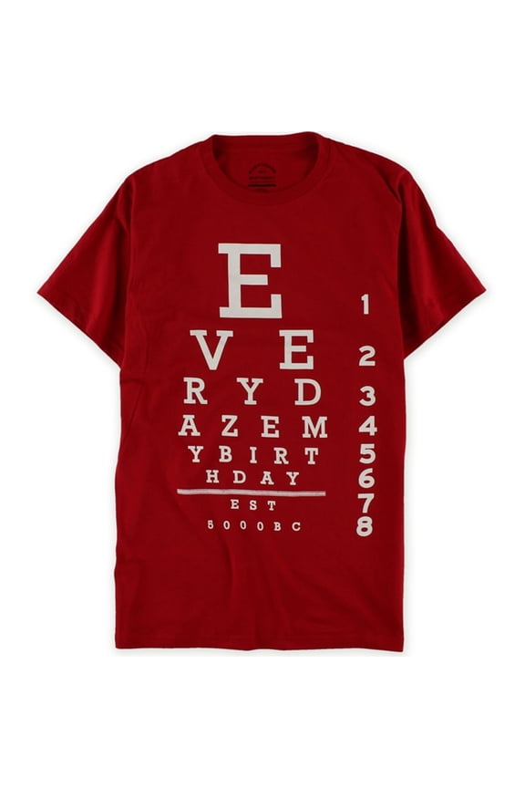 Mens Eye Chart Graphic T-Shirt, Red, Medium