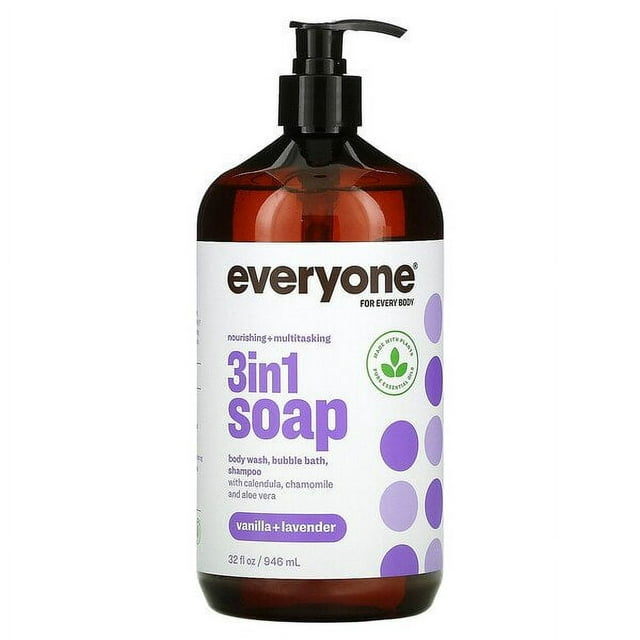 Everyone 3 In 1 Soap Body Wash Bubble Bath Shampoo Vanilla Lavender 32 Fl Oz 946 Ml