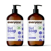 Everyone 3-in-1 Soap, Body Wash, Bubble Bath, Shampoo, 32 Ounce Pack of 2, Lavender and Aloe, made with Essential Oils for Men and Women