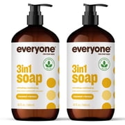 Everyone 3-in-1 Soap, Body Wash, Bubble Bath, Shampoo, 32 Ounce (Pack of 2), Coconut and Lemon, made with Essential Oils for Men and Women