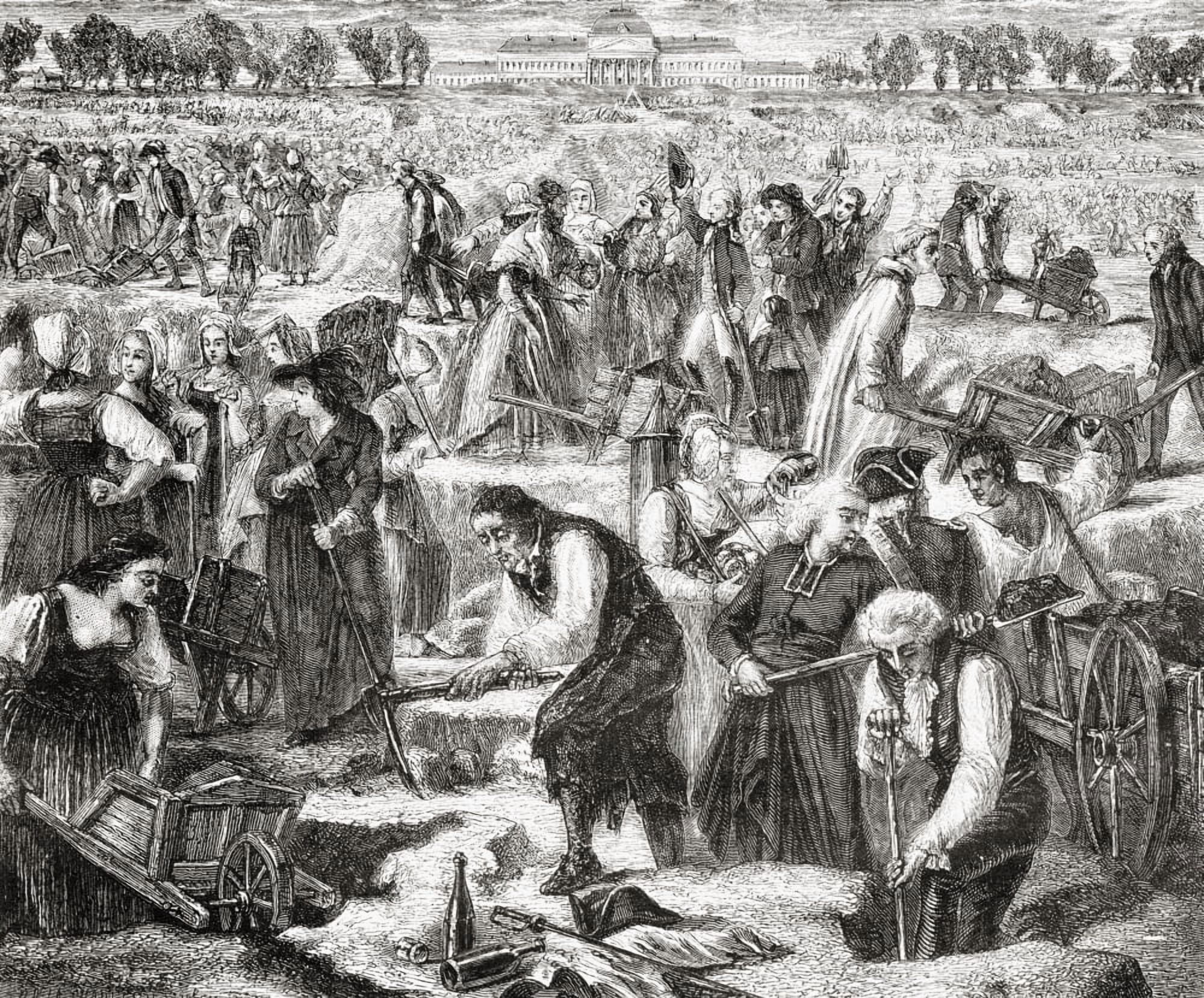 Everyone At Work In The Champ De Mars From Histoire De La Revolution Francaise By Louis Blanc Canvas Art - Ken Welsh Design Pics (32 x 26)