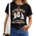 thumbnail image 1 of Everyone Communicates Differently Halloween Autism Awareness Teacher Women’s Empowerment Support T-Shirt, 1 of 3