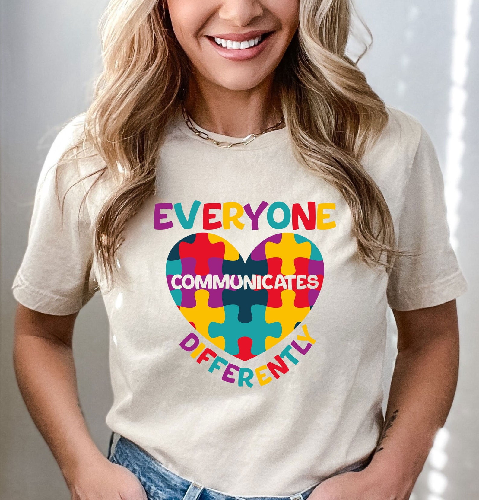 Everyone Communicates Differently T-Shirt, Autism Awareness Tee, Puzzle Piece Support Shirt, Autism Advocate Gift Tee