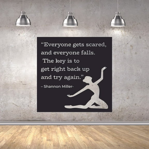 Everyone Gets Scared Quotes Gymnastics Motivation Quote Wall Sticker Art Decal for Girls Boys Room Bedroom Dance Studio Garage House Fun Home Decor Stickers Wall Art Vinyl Decoration Size (30x30 inch)