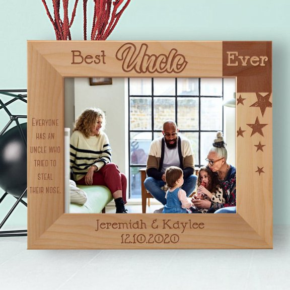 Everyone Has An Uncle Who Tried To Steal Their Nose Personalized Wooden Frame-10" x 8" Brown Horizontal